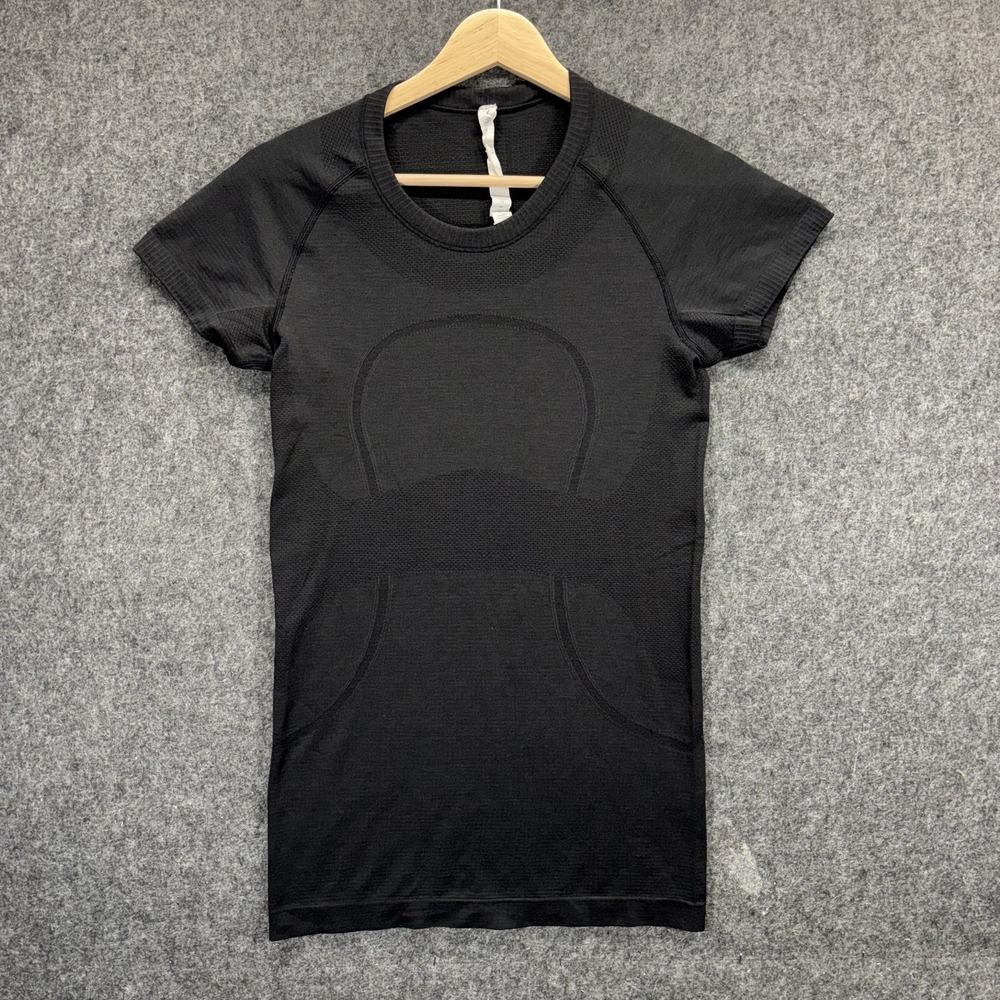 Lululemon Swiftly Tech Short Sleeve Long Line Shirt Womens 6 Black Yoga Gym Run